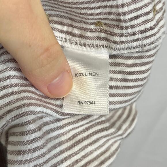 J. JILL Love Linen Striped Wide Leg Crop Pants Pull On Button Trim Beige 2X Plus - Picture 8 of 9